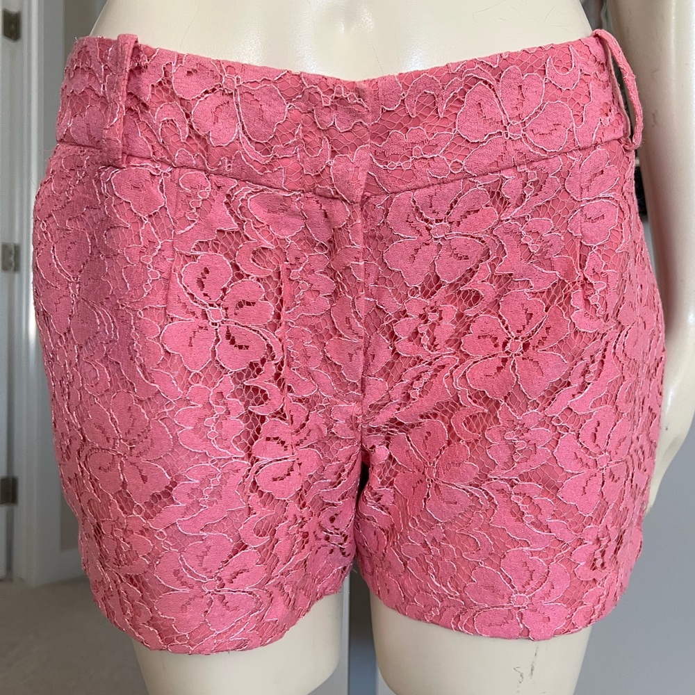 Lace High-Waist Pink Women's Shorts - Picture 9 of 14